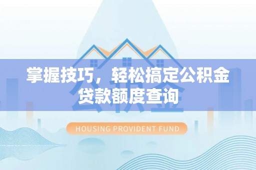 南屯掌握技巧，轻松搞定公积金贷款额度查询