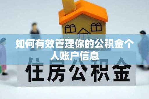 南屯如何有效管理你的公积金个人账户信息